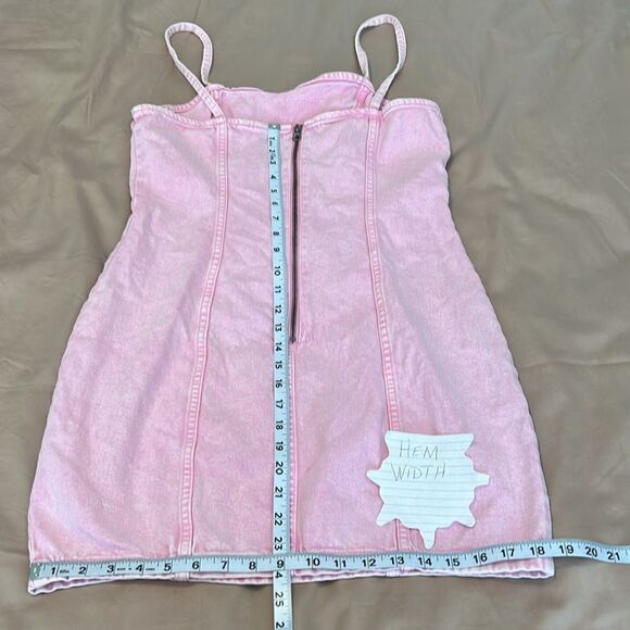 Divided size M zip back spaghetti strap pink denim dress - Picture 6 of 11